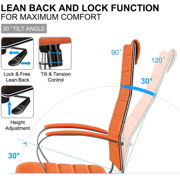 High Back Office Chair with Armrest Ergonomic Desk Chair for Extra Back & Lumbar Support Black Adjustable Swivel Chair in Durable Vegan Leather - Deals Kiosk