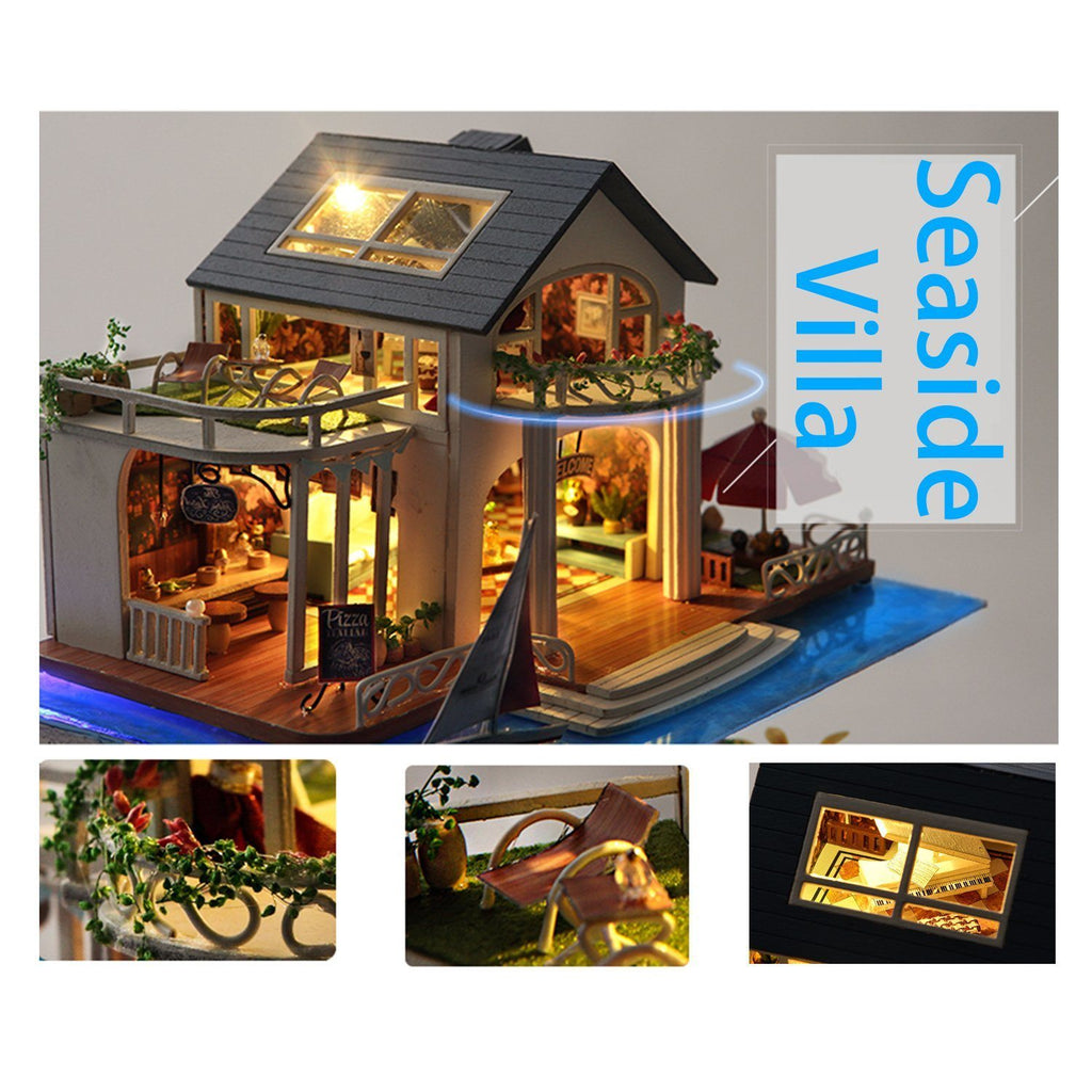 DIY Miniature Dollhouse Kit Impression Hawaii with Furniture Dust Proof Wooden Dollhouse Gift - Deals Kiosk