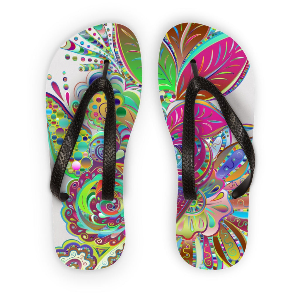 Floral Odyssey Graphic Style Kids Flip Flops - Deals Kiosk