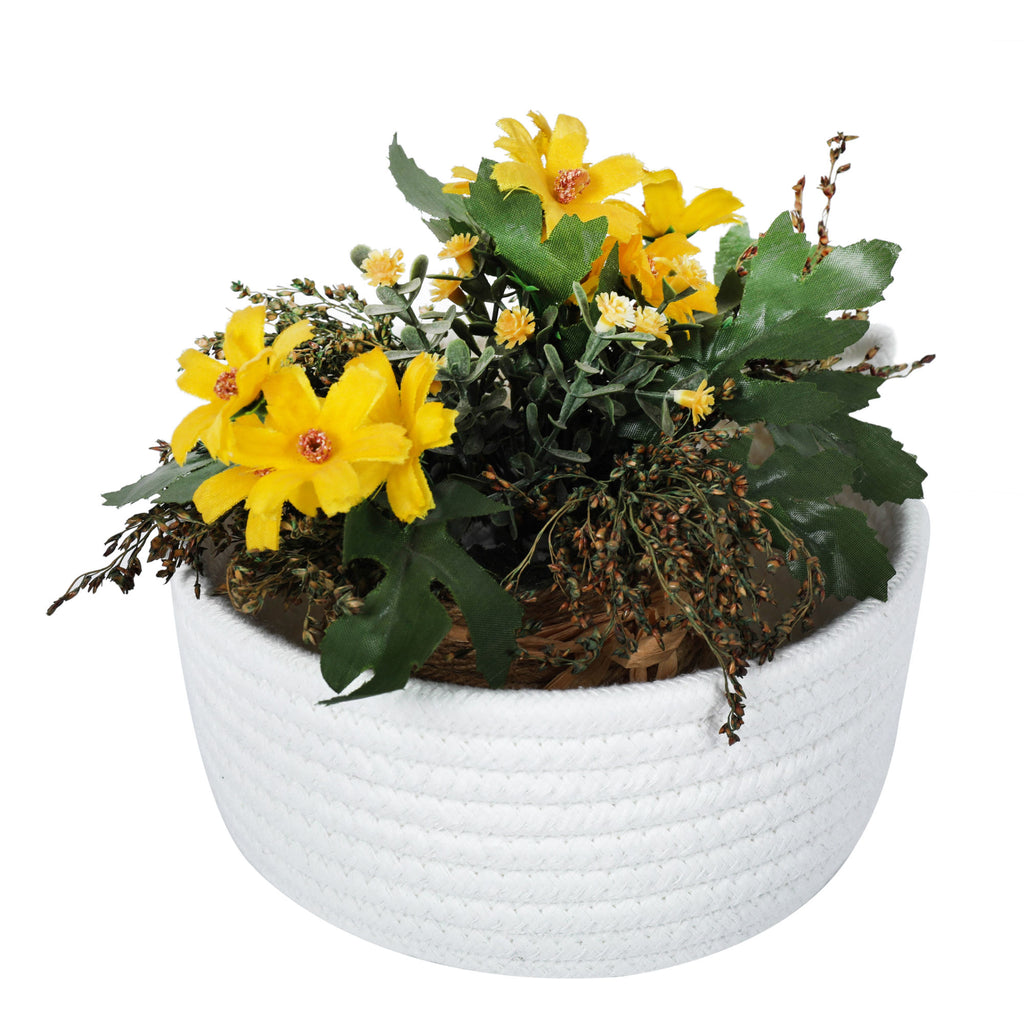 Baby White Woven Cotton Rope Basket, 2 Pieces Small Decorative Toy Storage Baskets for Gifts Empty - Deals Kiosk