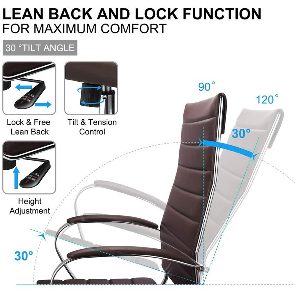 High Back Office Chair with Armrest Ergonomic Desk Chair for Extra Back & Lumbar Support Black Adjustable Swivel Chair in Durable Vegan Leather - Deals Kiosk