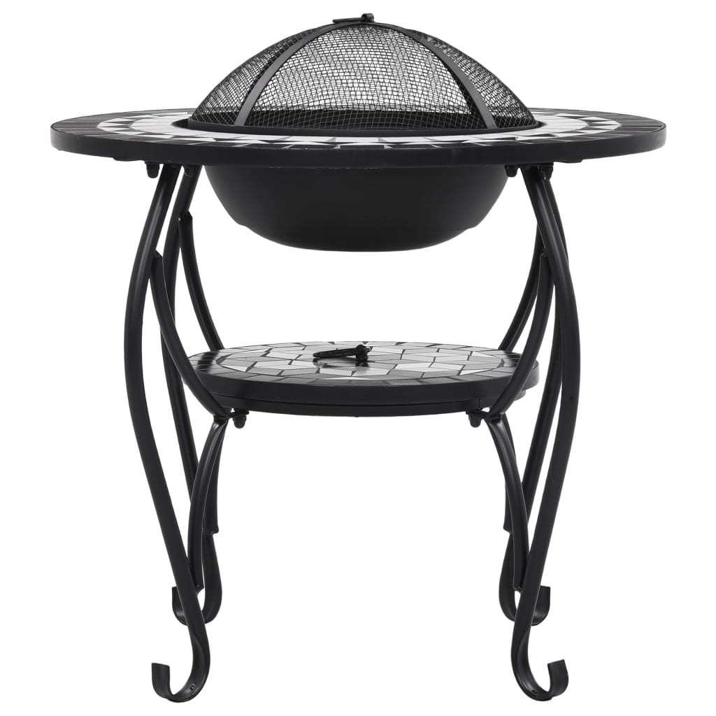 Mosaic Fire Pit Table Black and White 26.8" Ceramic - Deals Kiosk