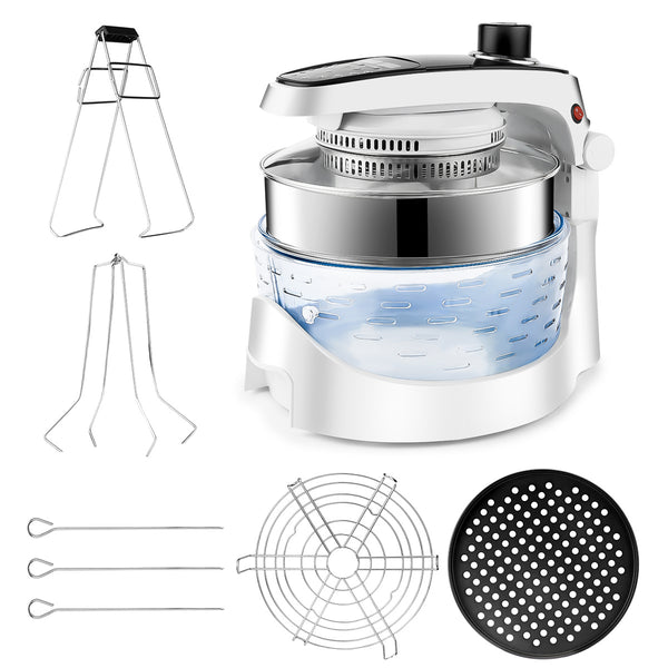 Air Fryer,Oil Free,One-click designed included 11 cook functions,Extendable 12.7QT to 18QT,French Arcopal Glass Bowl 360 degree visibility while cooking - Deals Kiosk