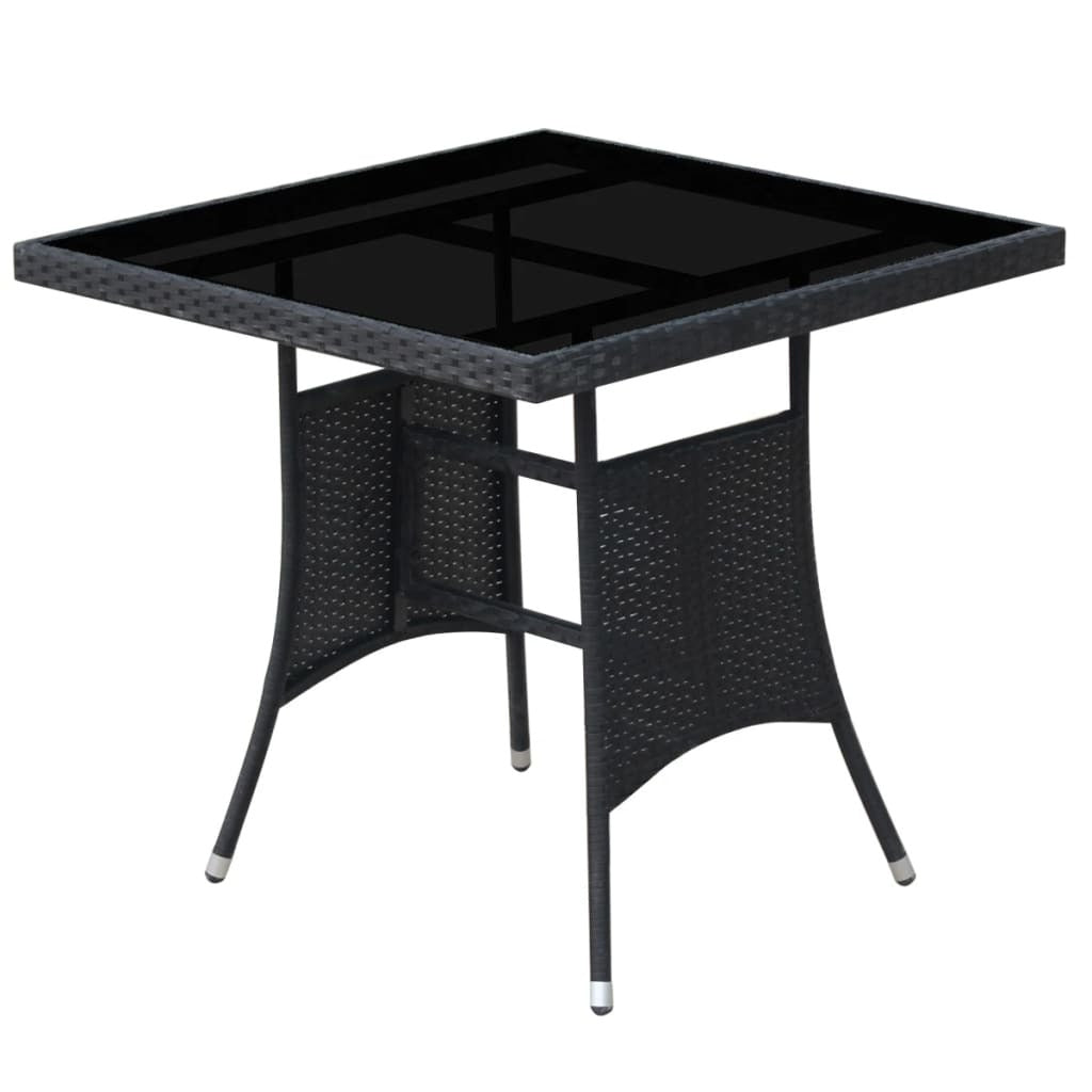 5 Piece Outdoor Dining Set with Cushions Poly Rattan Black - Deals Kiosk