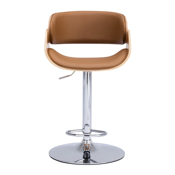 Adjustable/Swivel Bar Stool, PU Leather Ecru Bent wood Bar Chair - Deals Kiosk