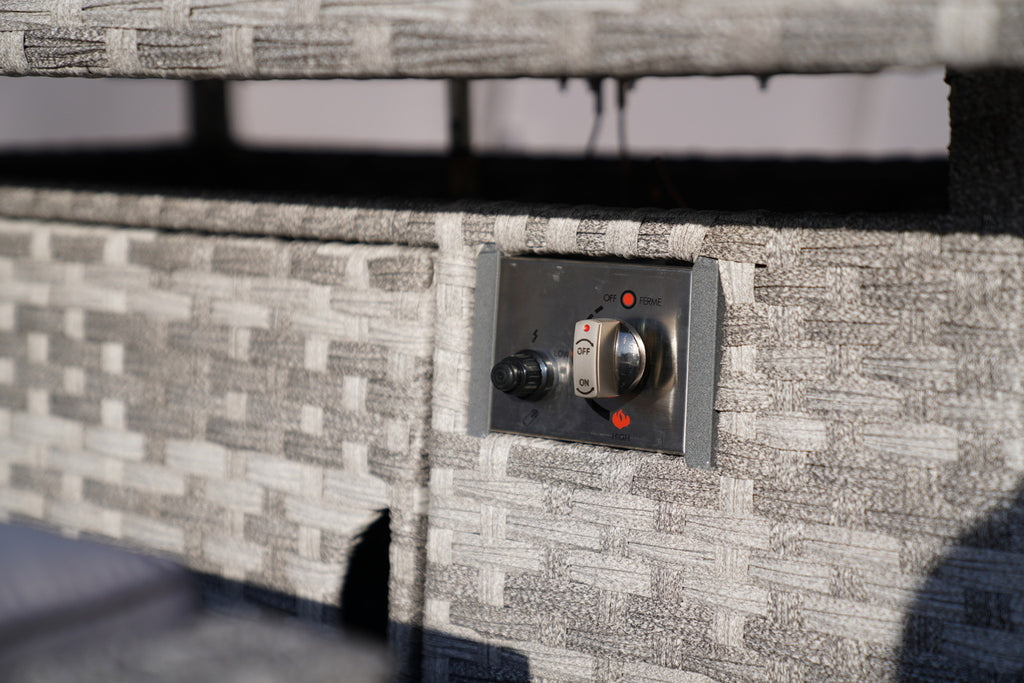 5-Piece Gray Wicker Outdoor Conversational Sofa Set with Fire Pit Table and Ottoman - Deals Kiosk