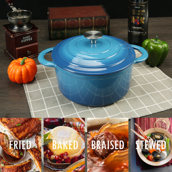 COOKWIN Enameled Cast Iron Dutch Oven with Self Basting Lid, Enamel Coated Cookware Pot 3QT - Deals Kiosk