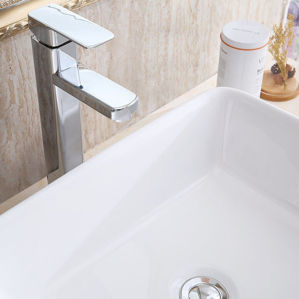 CHANGIE 6030W Top Mount Vanity Bathroom Ceramic Vessel Basin, White, 19 x 15 inches - Deals Kiosk