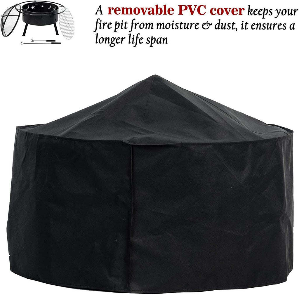 [DO NOT SOLD ON AMAZON]Outdoor Wood Burning Large Fireplace, 32 Inch Steel Round Firepit Bowl with BBQ Grill, Cooking Grate, Spark Screen, Fire Poker, Cover, Portable Fire Pit for Outside - Deals Kiosk