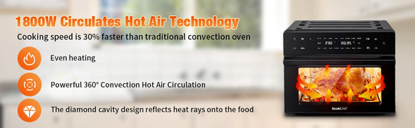 Geek Chef AiroCook 31QT Air Fryer Toaster Oven Combo, with Extra Large Capacity, Family Size, 18-in-1 Countertop Oven(Prohibited from listing on Amazon) - Deals Kiosk