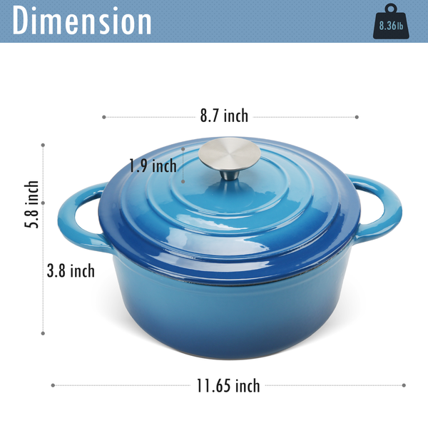 COOKWIN Enameled Cast Iron Dutch Oven with Self Basting Lid, Enamel Coated Cookware Pot 3QT - Deals Kiosk