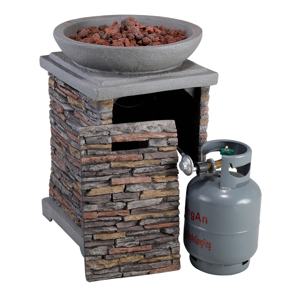 Outdoor Fire Pit 3pcs Set w/Haywood KD Aluminum X Back Stationary Spring Chairs - Deals Kiosk