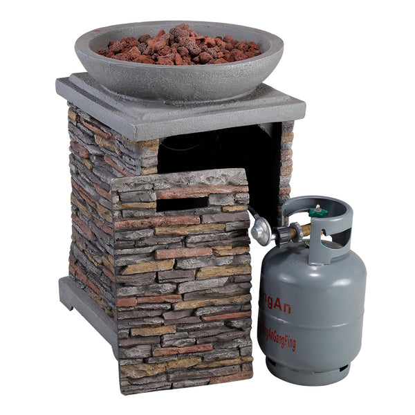 Outdoor Fire Pit 3pcs Set w/Haywood KD Aluminum X Back Stationary Spring Chairs - Deals Kiosk