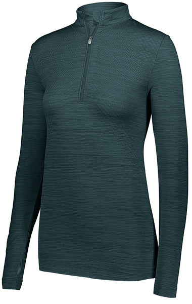 Ladies Athletic Shirt, Long Sleeve Striated 1/2 Zip Pullover Sports Top - Sportswear - Deals Kiosk
