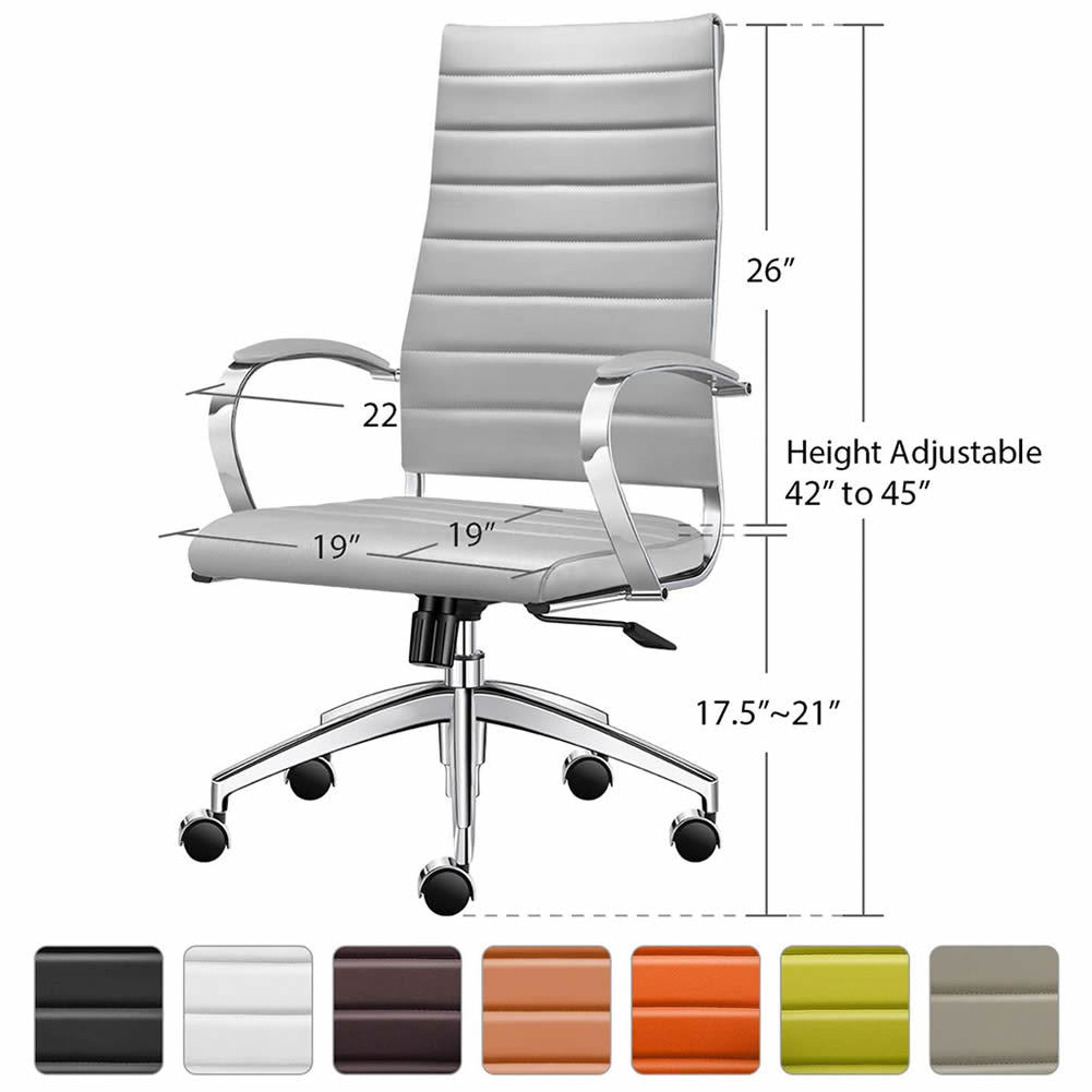 High Back Office Chair with Armrest Ergonomic Desk Chair for Extra Back & Lumbar Support Black Adjustable Swivel Chair in Durable Vegan Leather - Deals Kiosk