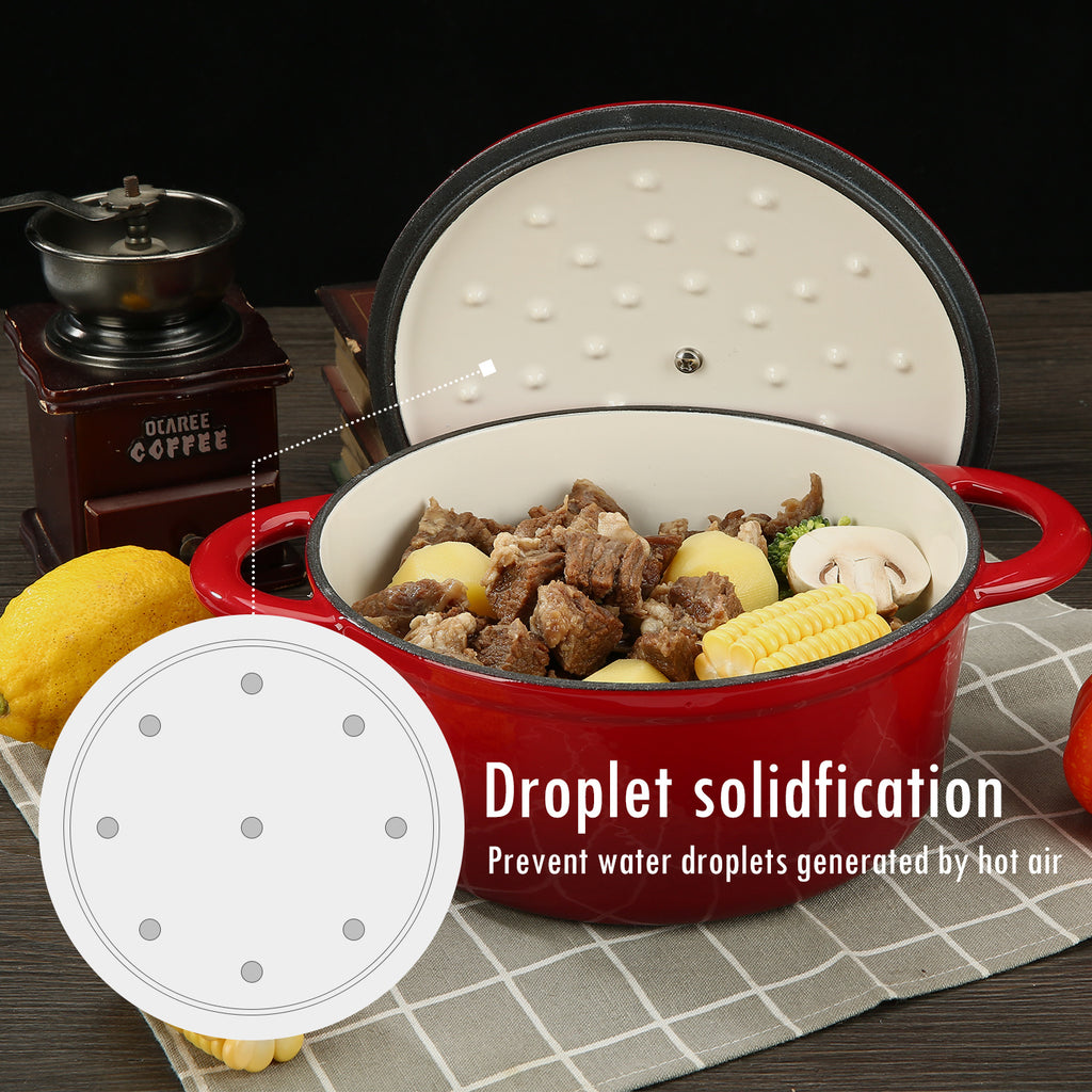 COOKWIN Enameled Cast Iron Dutch Oven with Self Basting Lid, Enamel Coated Cookware Pot 3QT - Deals Kiosk