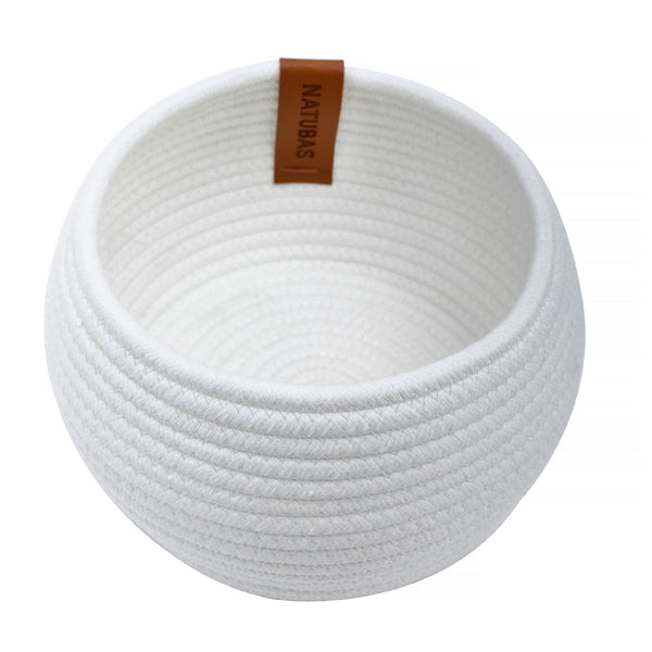 Baby White Woven Cotton Rope Basket, 2 Pieces Small Decorative Toy Storage Baskets for Gifts Empty - Deals Kiosk