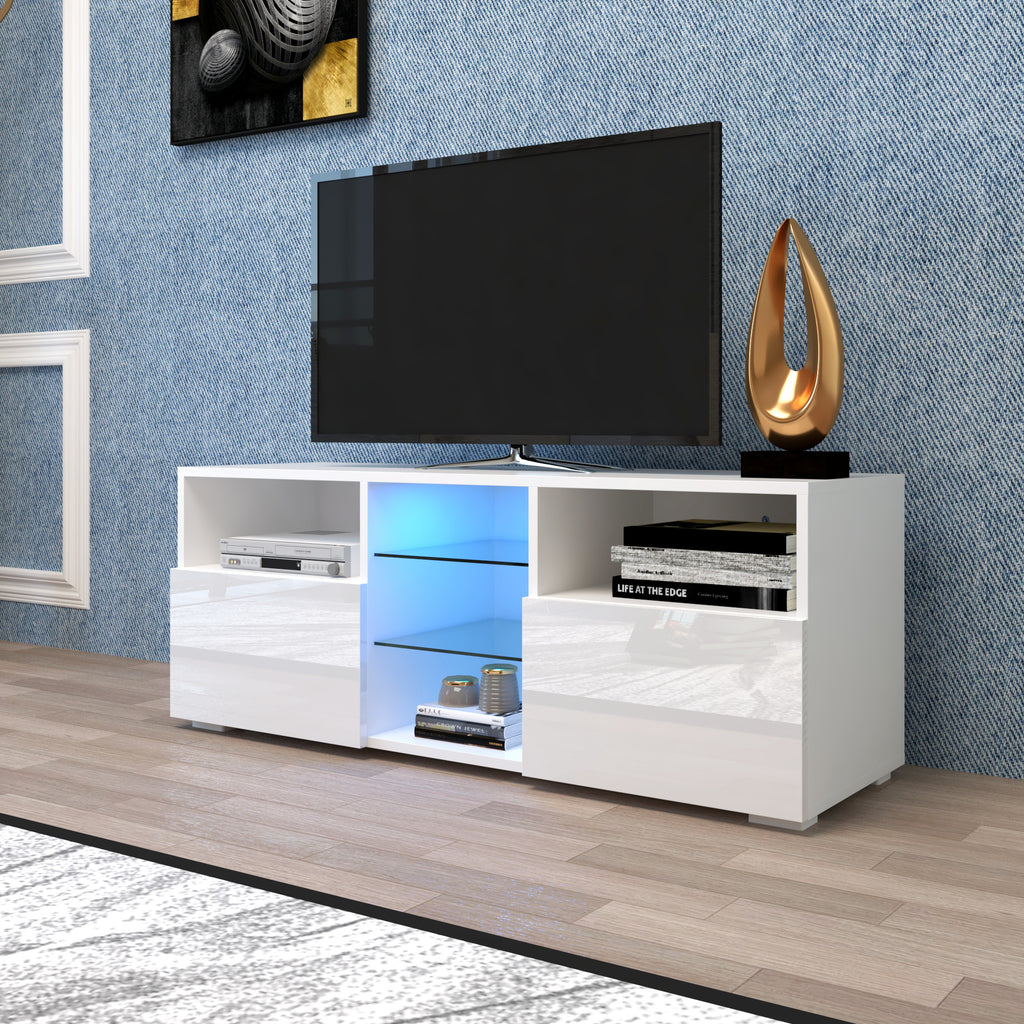 Modern Minimalist TV Cabinet Living Room with 20 colors LED Lights,TV Stand Entertainment Center Modern High-Gloss LED TV Cabinet, Simpleness Creative Furniture TV Cabinet - Deals Kiosk