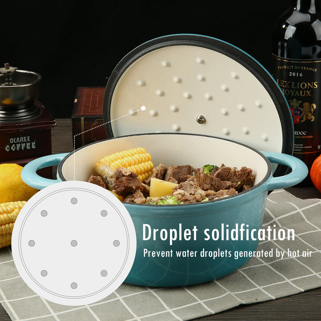 COOKWIN 5 Quart Cast Iron Dutch Oven ,Bread Baking Pot with Self Basting Lid, Porcelain Enameled Surface Cookware Pot, Great Christmas Gifts for Family, Red - Deals Kiosk