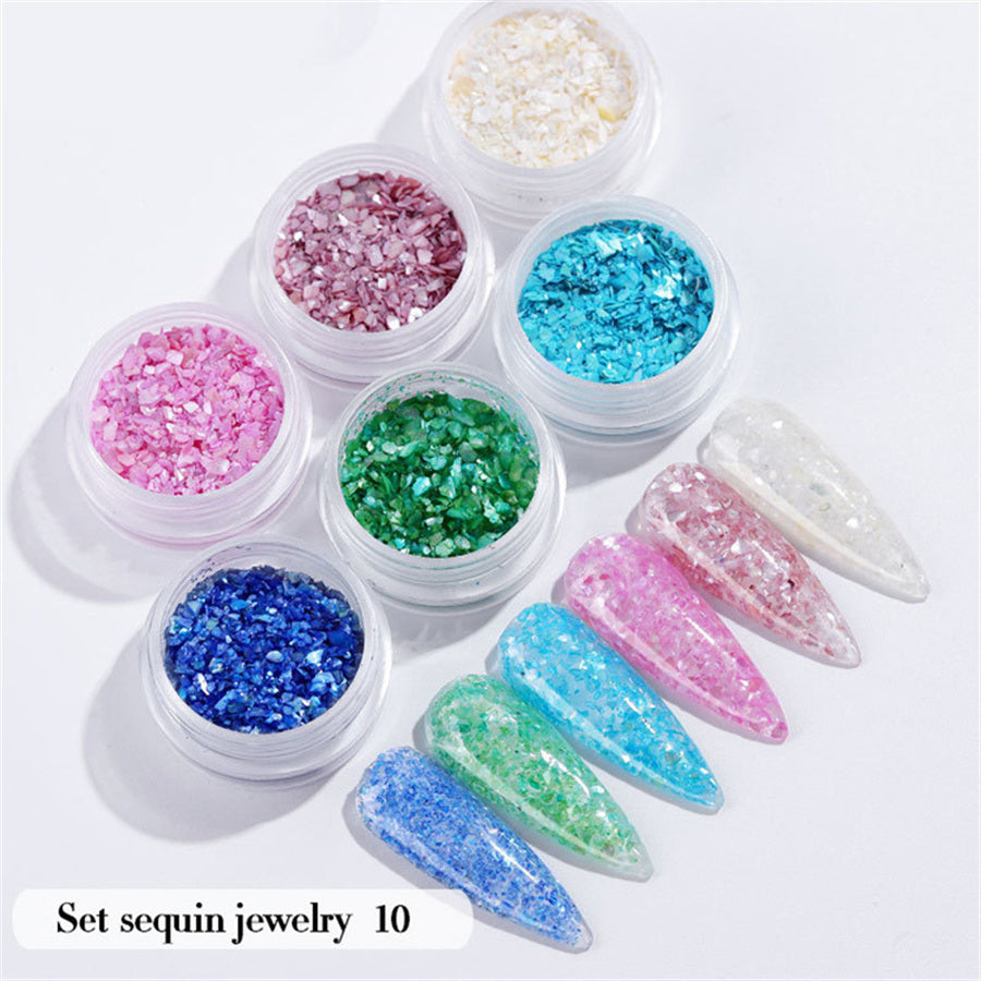 6PCS/Set Nail Beauty Chrome Glitter Kit, Nail Sequin Nail Art Mirror Powder Decoration - Deals Kiosk