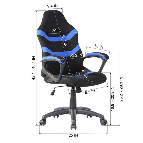 Gaming Office Chair with Fabric Adjustable Swivel,BLUE - Deals Kiosk