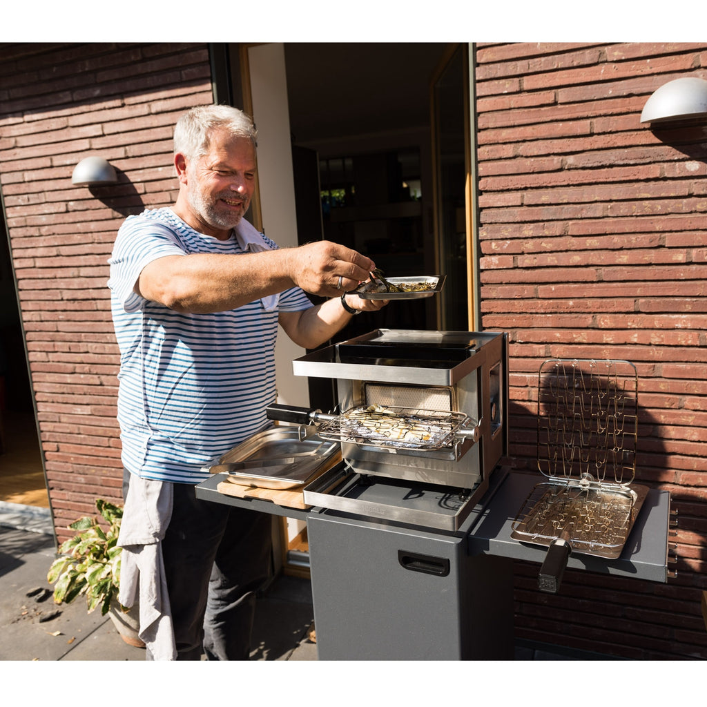 Higold - Goldchef Portable No Smoke Gas Grill, Reddot Design 2018 Winner No Smoke Vertical Burnner 12000Btu Grill for Outdoor, Stainless Steel, Red - Deals Kiosk