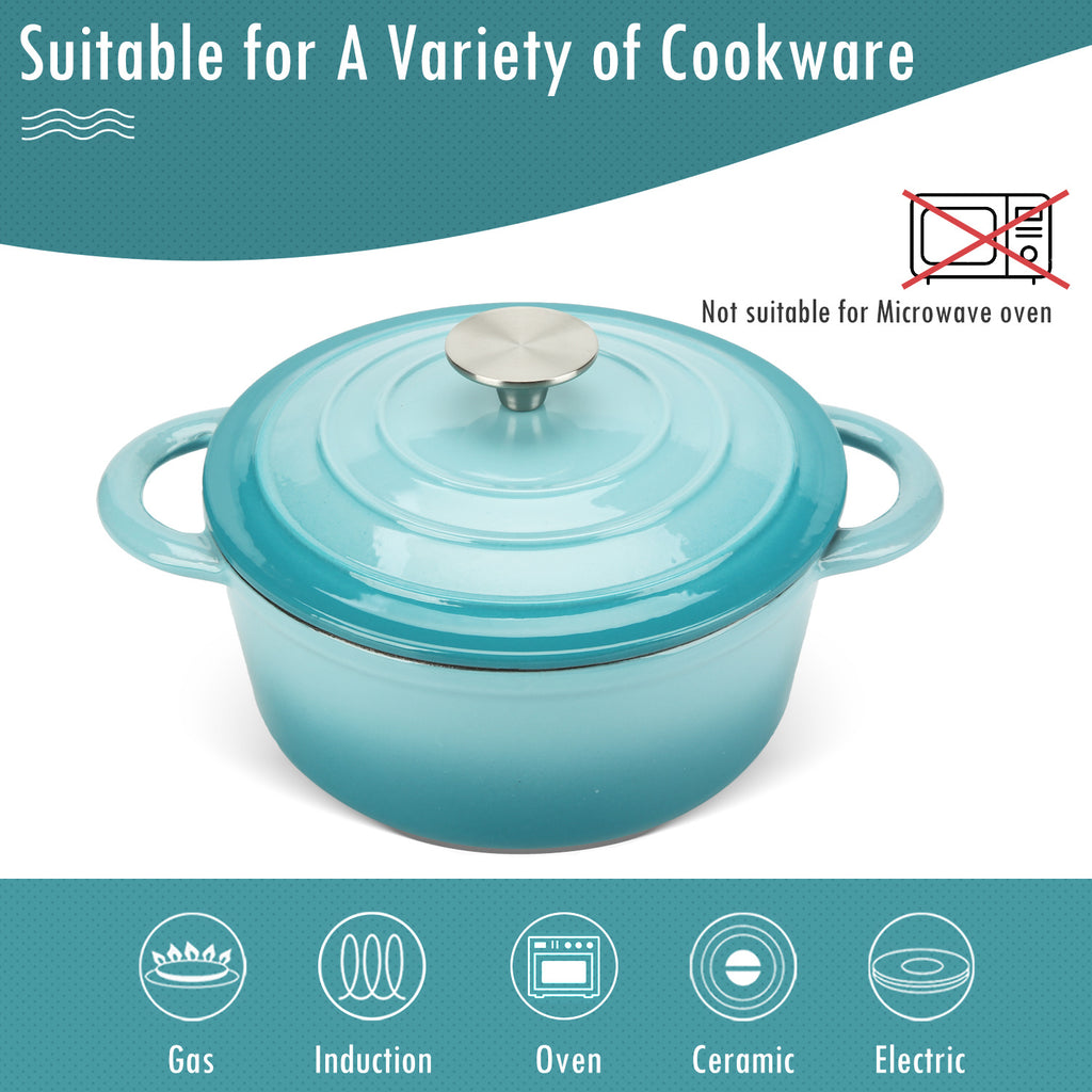 COOKWIN 5 Quart Cast Iron Dutch Oven ,Bread Baking Pot with Self Basting Lid, Porcelain Enameled Surface Cookware Pot, Great Christmas Gifts for Family, Red - Deals Kiosk