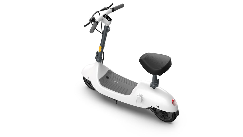 OKAI Beetle Electric Scooter with Seat, Up to 25 Miles Range & 15.5MPH, Modern Moped Scooter Bike with 10inch Vacuum Tires - Deals Kiosk