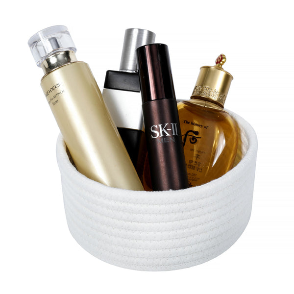 Baby White Woven Cotton Rope Basket, 2 Pieces Small Decorative Toy Storage Baskets for Gifts Empty - Deals Kiosk