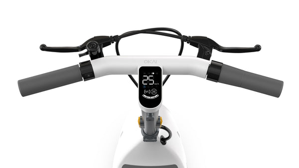 OKAI Beetle Electric Scooter with Seat, Up to 25 Miles Range & 15.5MPH, Modern Moped Scooter Bike with 10inch Vacuum Tires - Deals Kiosk