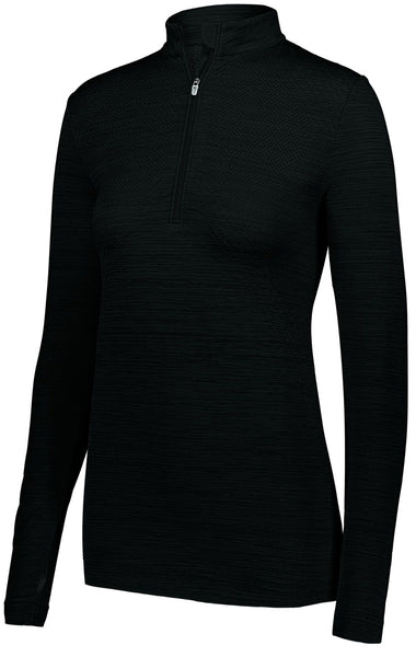 Ladies Athletic Shirt, Long Sleeve Striated 1/2 Zip Pullover Sports Top - Sportswear - Deals Kiosk