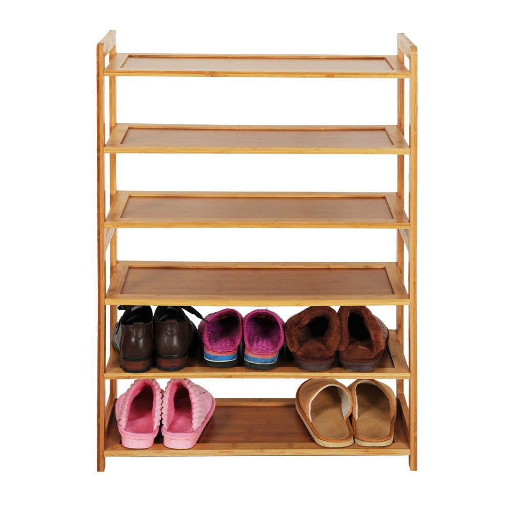 High Quality 6 Tier Wood Bamboo Shelf Entryway Storage Shoe Rack Home Furniture - Deals Kiosk