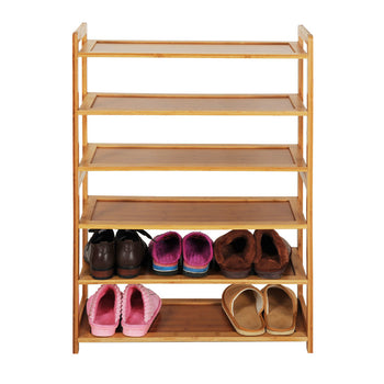 High Quality 6 Tier Wood Bamboo Shelf Entryway Storage Shoe Rack Home Furniture - Deals Kiosk