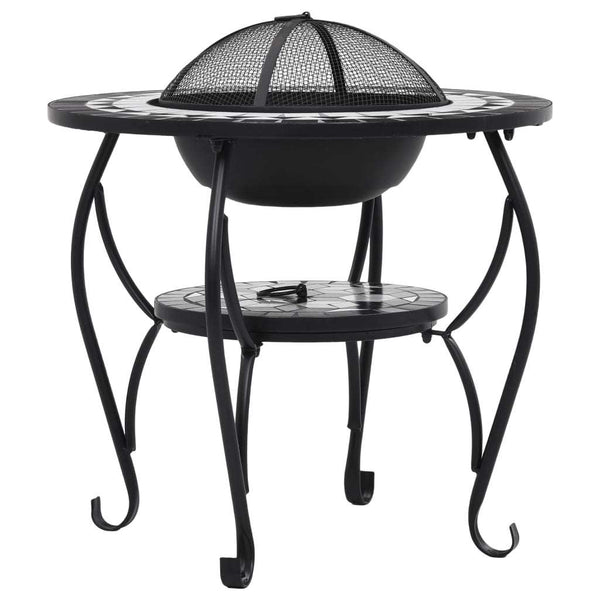 Mosaic Fire Pit Table Black and White 26.8" Ceramic - Deals Kiosk