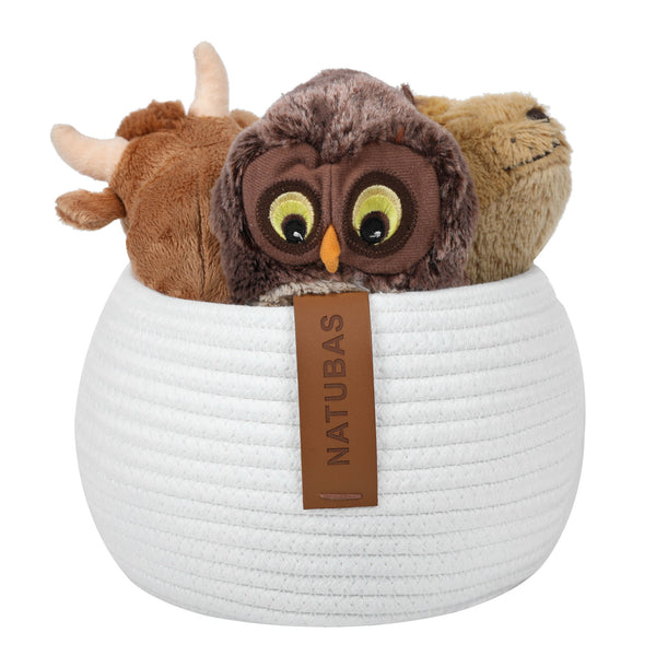 Baby White Woven Cotton Rope Basket, 2 Pieces Small Decorative Toy Storage Baskets for Gifts Empty - Deals Kiosk