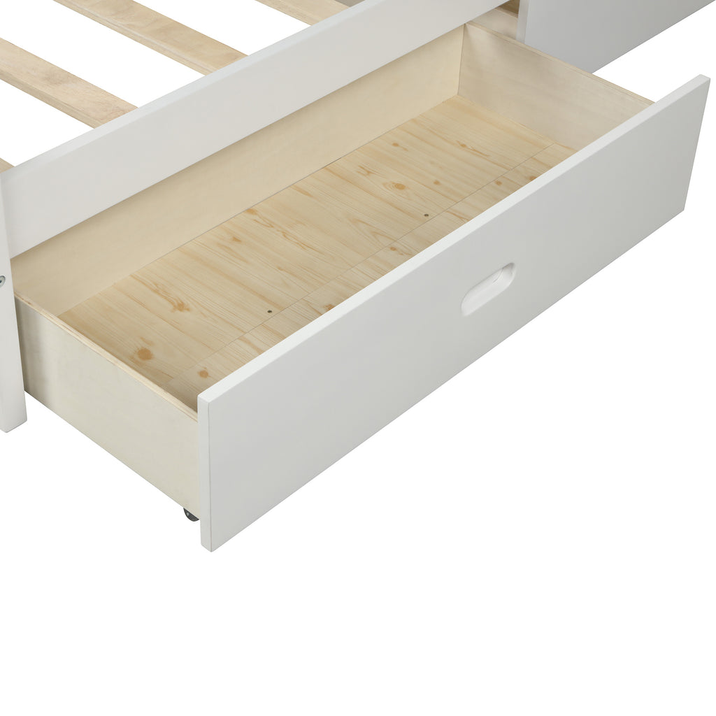 Full Size Bed Frame with Storage,Bed Frame with Drawers Full Size,500lb Heavy Duty Solid Wood Platform Bed with Headboard/Wood Slat Support/No Box Spring Needed/Easy Assembly (White,Full) RT - Deals Kiosk
