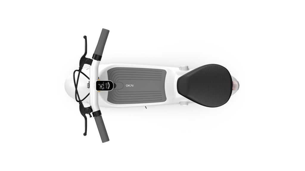 OKAI Beetle Electric Scooter with Seat, Up to 25 Miles Range & 15.5MPH, Modern Moped Scooter Bike with 10inch Vacuum Tires - Deals Kiosk