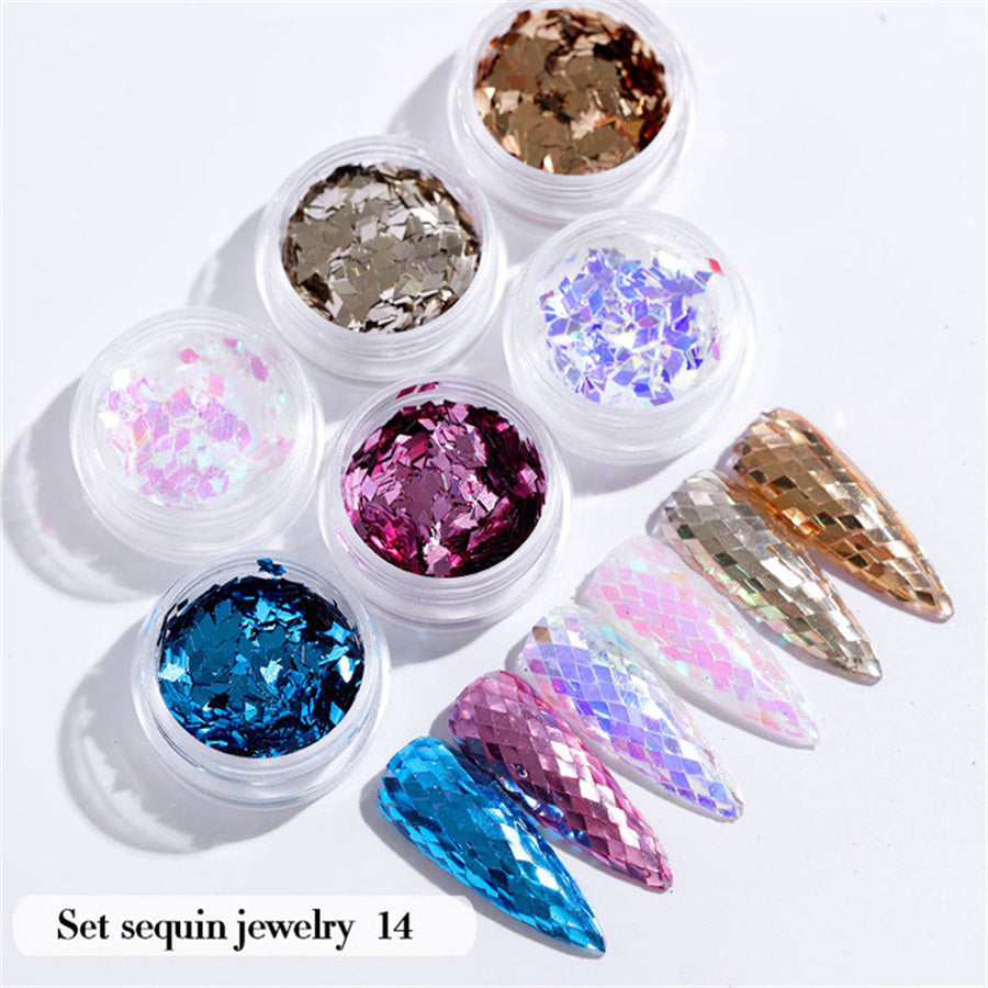 6PCS/Set Nail Beauty Chrome Glitter Kit, Nail Sequin Nail Art Mirror Powder Decoration - Deals Kiosk