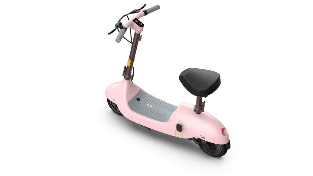 OKAI Beetle Electric Scooter with Seat, Up to 25 Miles Range & 15.5MPH, Modern Moped Scooter Bike with 10inch Vacuum Tires - Deals Kiosk