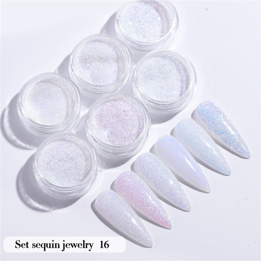 6PCS/Set Nail Beauty Chrome Glitter Kit, Nail Sequin Nail Art Mirror Powder Decoration - Deals Kiosk