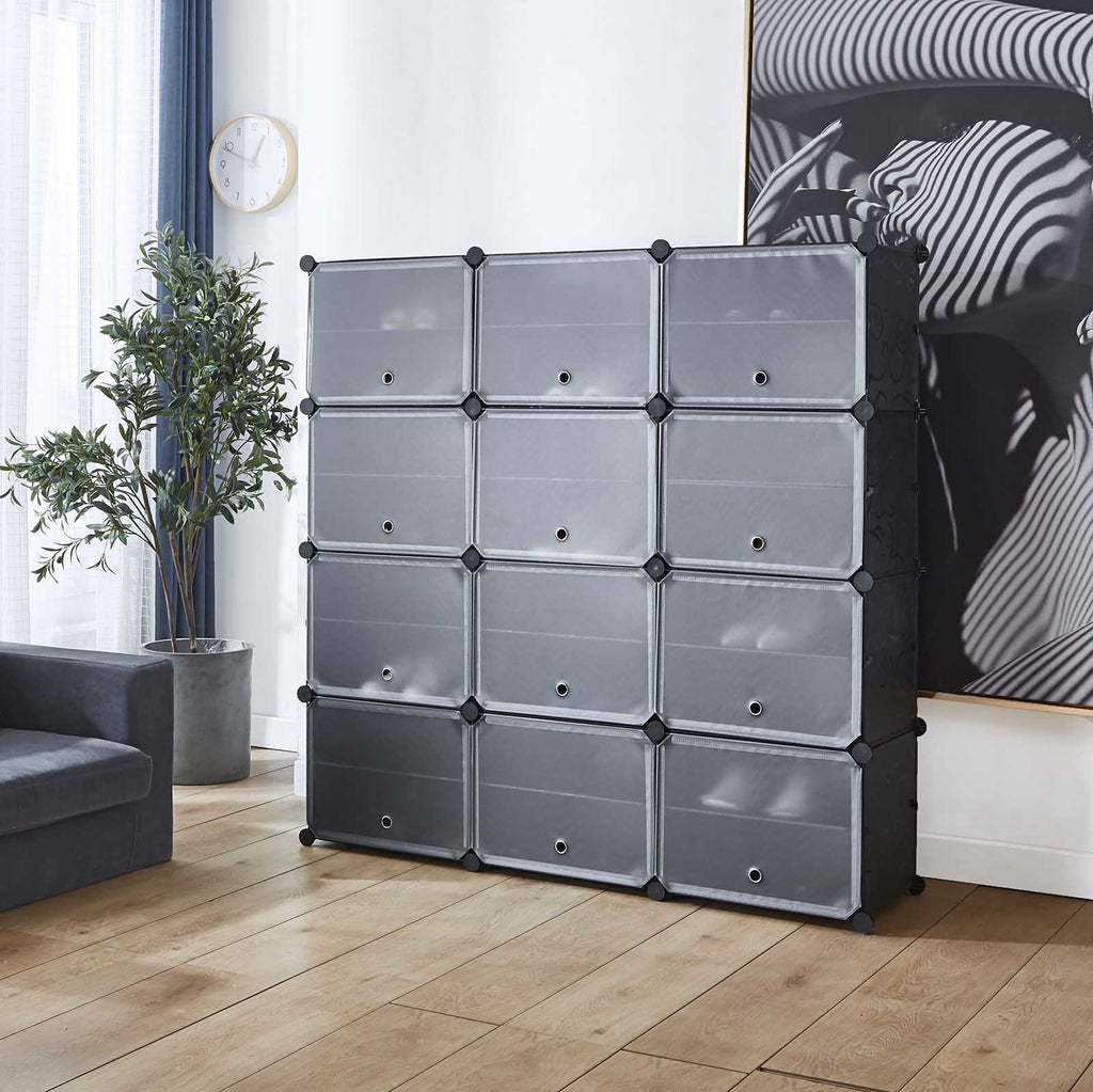 Portable Shoe Storage Organizer 4 Tier 24 Cube Shoe Rack Plastic Shoe Cabinet for Space Saving RT - Deals Kiosk