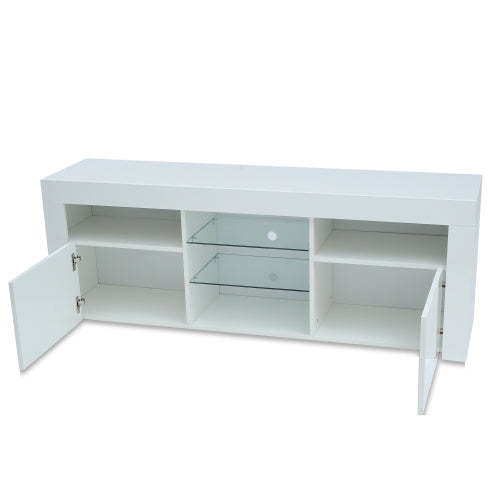 145 Modern 57 inchesTV Stand Matte Body High Gloss Fronts with 16 Color LEDs - Deals Kiosk