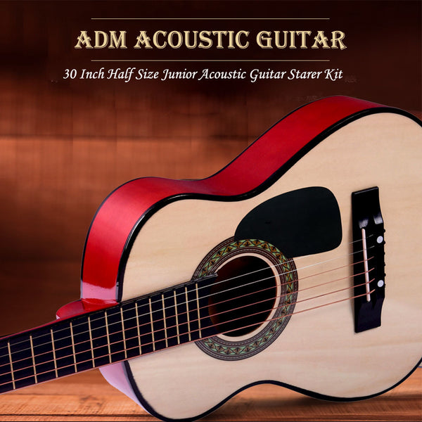 30 Inch Acoustic Guitar Junior Acoustic Guitar Starer Kit with Carrying Bag, Picks, E-Tuner, Strap, Natural - Deals Kiosk
