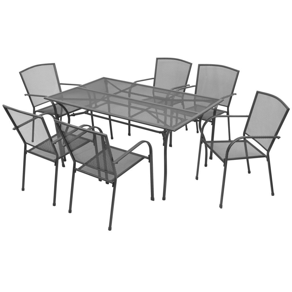 7 Piece Outdoor Dining Set Steel Anthracite - Deals Kiosk