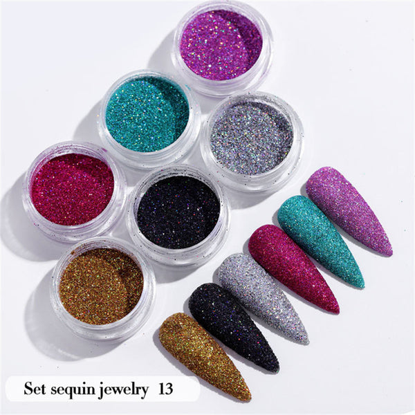 6PCS/Set Nail Beauty Chrome Glitter Kit, Nail Sequin Nail Art Mirror Powder Decoration - Deals Kiosk