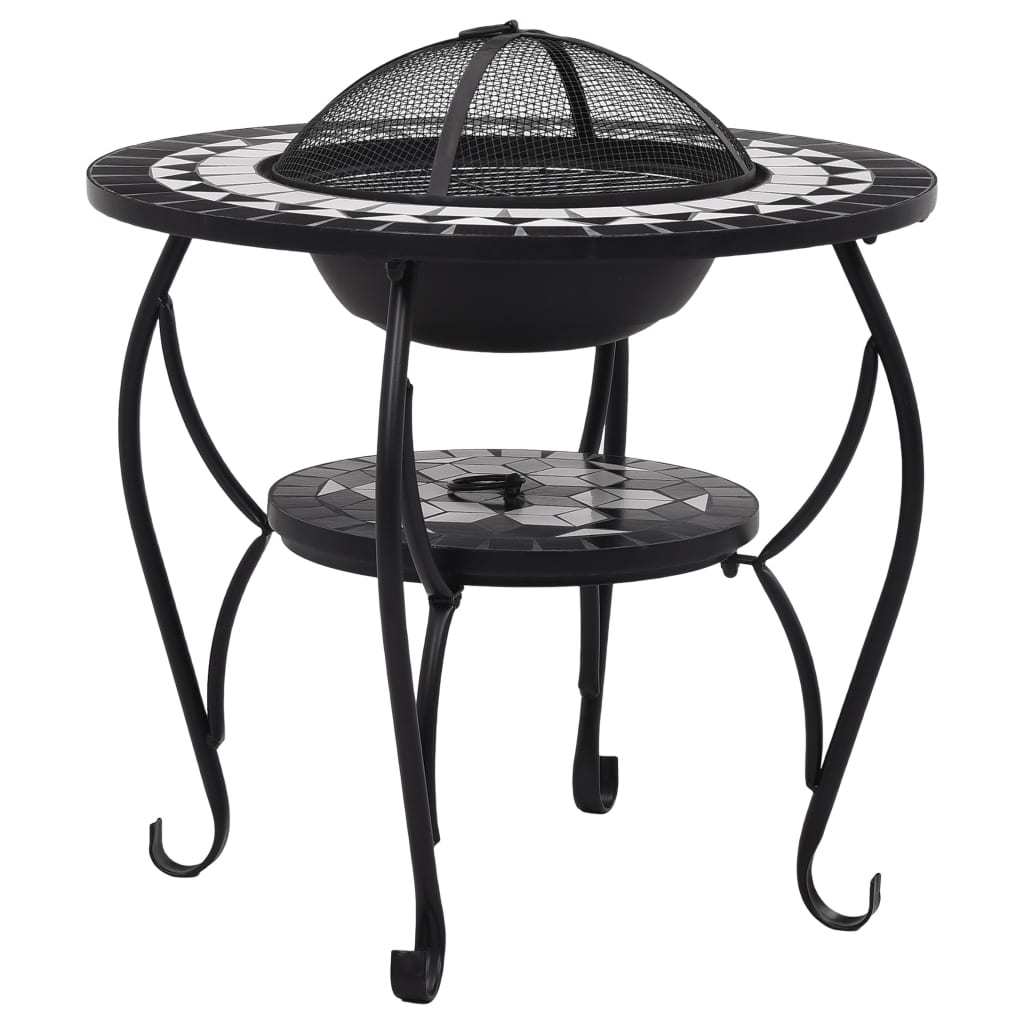 Mosaic Fire Pit Table Black and White 26.8" Ceramic - Deals Kiosk