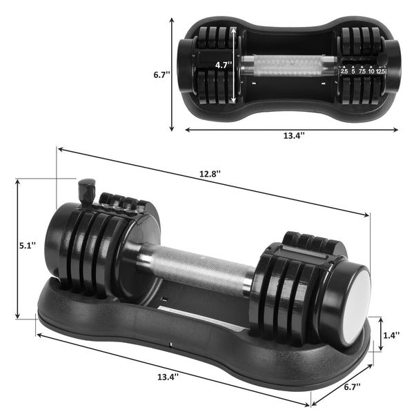 Pair of 12.5 Lbs Adjustable Dumbbell with Handle and Weight Plate for Home Gym black RT - Deals Kiosk