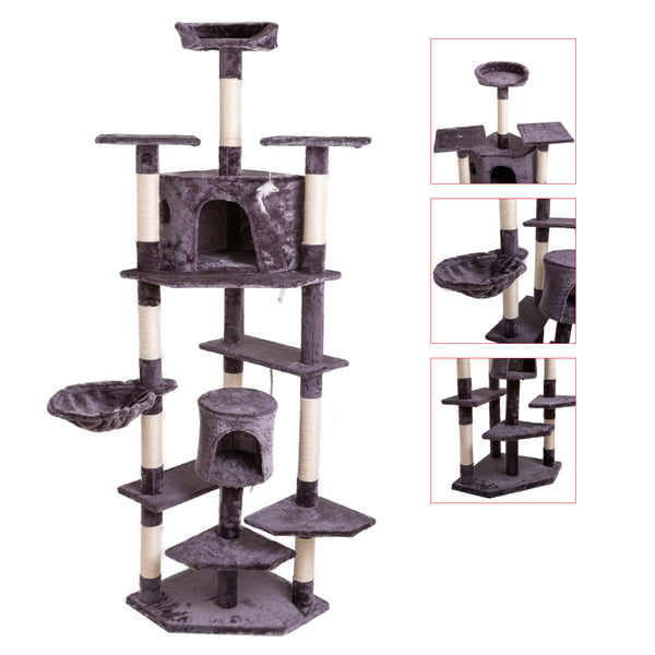 80" Solid Cute Sisal Rope Plush Cat Climb Tree Cat Tower - Deals Kiosk