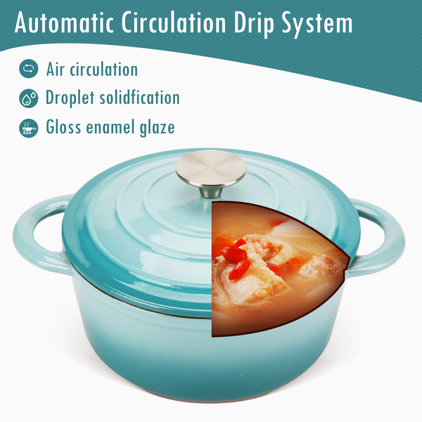 COOKWIN 5 Quart Cast Iron Dutch Oven ,Bread Baking Pot with Self Basting Lid, Porcelain Enameled Surface Cookware Pot, Great Christmas Gifts for Family, Red - Deals Kiosk