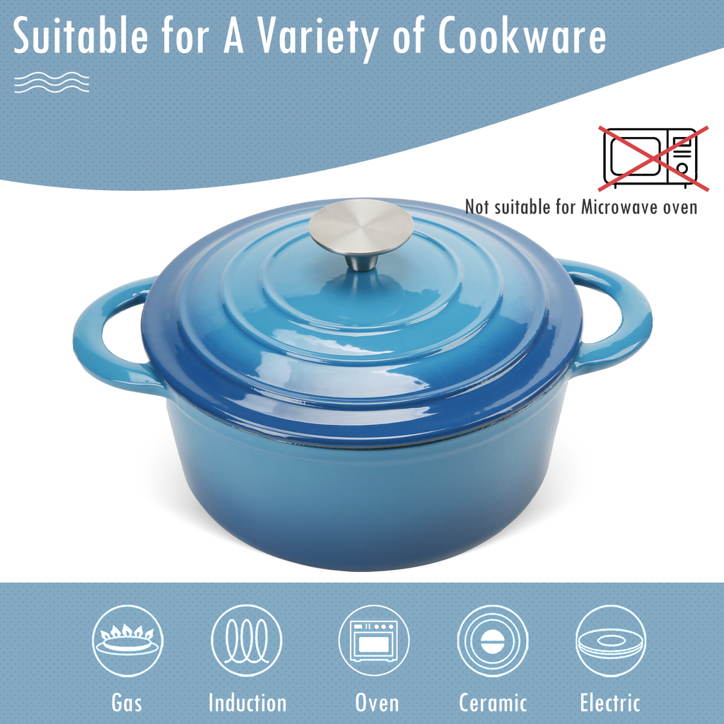 COOKWIN Enameled Cast Iron Dutch Oven with Self Basting Lid, Enamel Coated Cookware Pot 3QT - Deals Kiosk